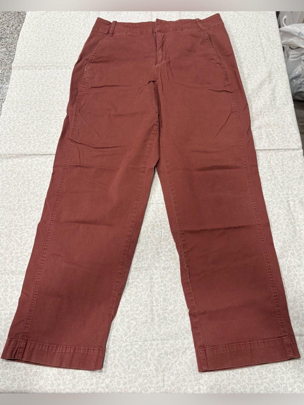 A New Day Brown Stretch Chino Pants Flat Front Straight Leg Size 10 28" Inseam